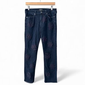 Banana Republic Floral Boho Embroidered Girlfriend Mid Rise Straight Leg Jean